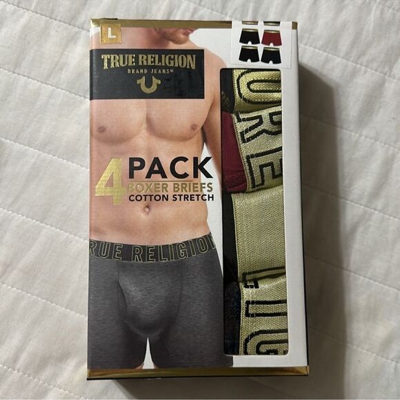 True Religion M-L 4 pack Cotton Stretch Boxer Briefs - Picture 2 of 6